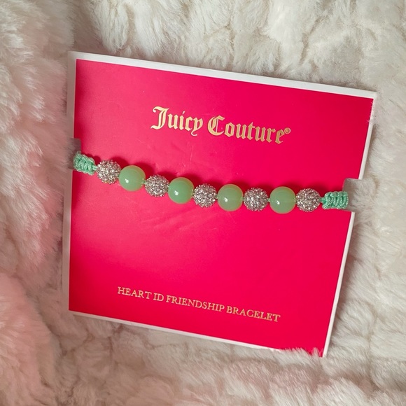 Juicy Couture Green Rope Crystal Brads Friendship Adjustable Bracelet NWT - Picture 4 of 6
